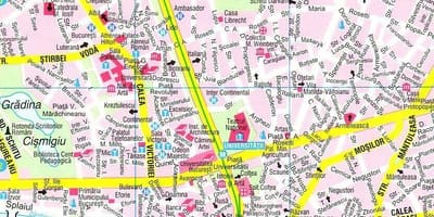 মানচিত্র বুখারেস্ট শহর কেন্দ্র